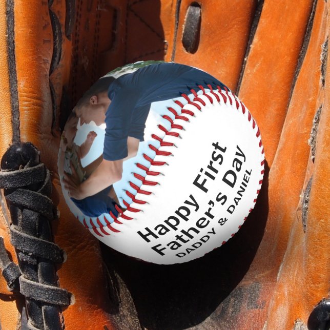 Pelota De Béisbol Feliz Día del Primer Padre foto y texto Personaliz (Subido por el creador)