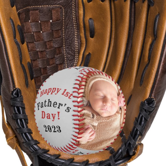 Pelota De Béisbol Feliz Día del Primer Padre personalizado 2 foto gr (Subido por el creador)