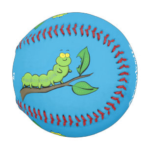 Pelota De Béisbol Feliz ilustracion personalizado de oruga verde