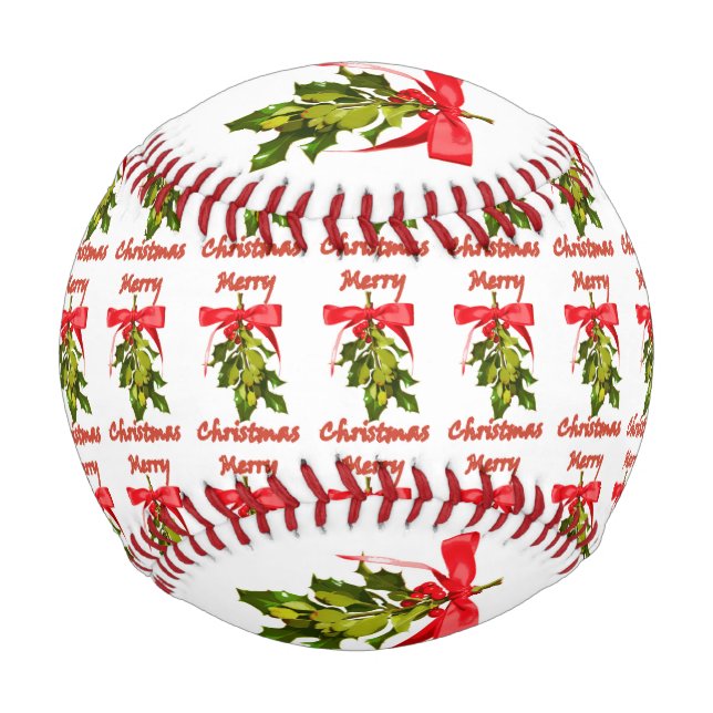 Pelota De Béisbol feliz navidad mistletoe (Anverso)