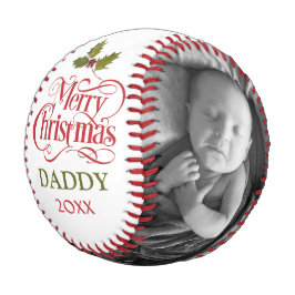 Pelota De Béisbol Feliz Navidad Papi rojo tipografía verde foto