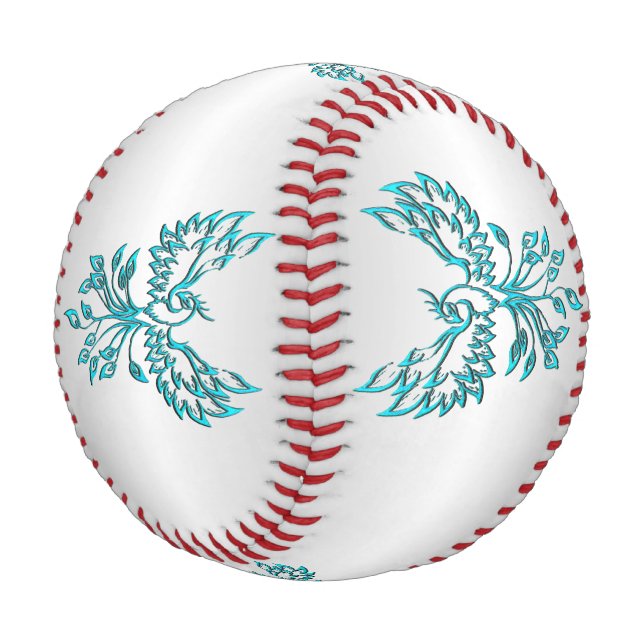 Pelota De Béisbol Fénix azul turquesa se eleva sobre plata (Angular)