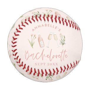 Pelota De Béisbol Festividad rosa floral moderna rosa chica soltera