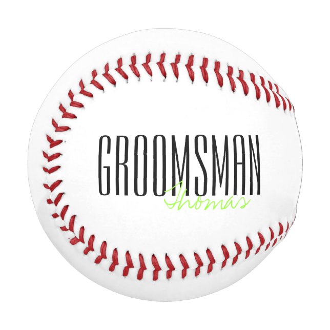 Pelota De Béisbol Fiesta de boda personalizada "Groomsman" en negrit (Anverso izquierdo)