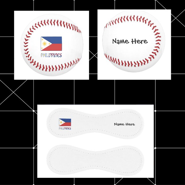 Pelota De Béisbol Filipinas y la bandera filipina y tu nombre (Subido por el creador)