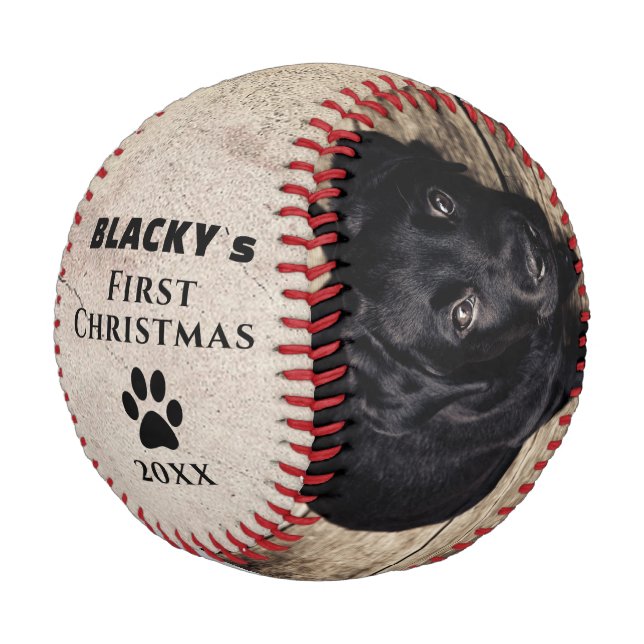 Pelota De Béisbol First Puppy`s Christmas Dog Rustic Photo Collage (Angular)