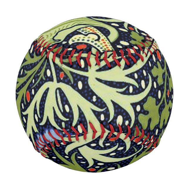 Pelota De Béisbol Flor de antigüedades de William Morris Seaweed (Anverso)