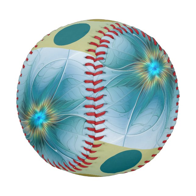Pelota De Béisbol Flor de Arte Fractal de Oro Azul Pequeña Belleza (Angular)