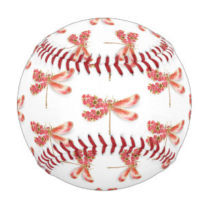 Pelota De Béisbol Flor libélula con sakura de joyas