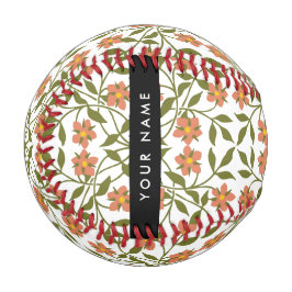 Pelota De Béisbol Flores naranjas, Patrón Floral, Boho, Su Nombre