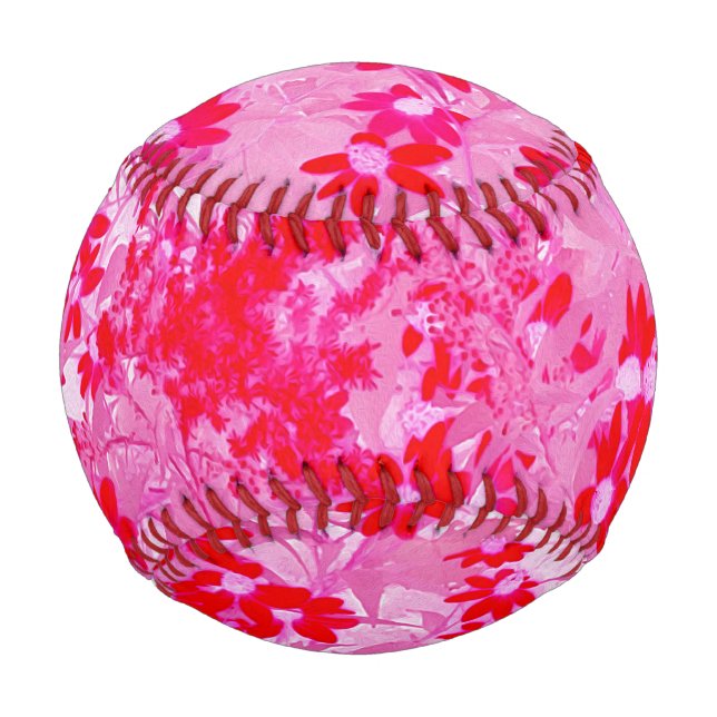 Pelota De Béisbol Flores Rojas Bonitas (Anverso)