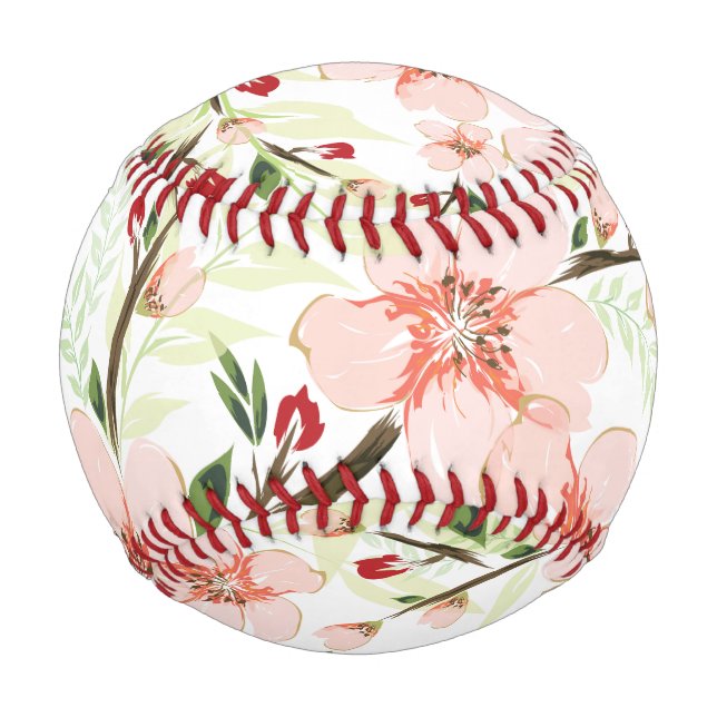 Pelota De Béisbol Flores rosadas (Anverso)