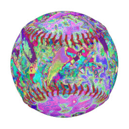 Pelota De Béisbol Flores rosadas y moradas trippy
