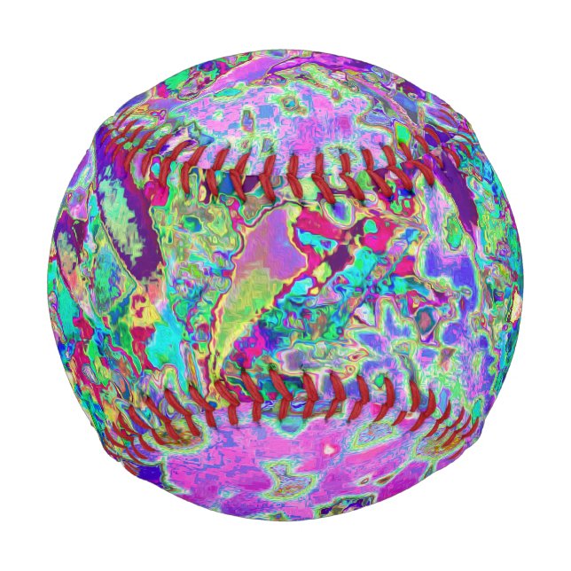 Pelota De Béisbol Flores rosadas y moradas trippy (Anverso)