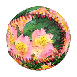 Pelota De Béisbol Flores rosas y amarillas
