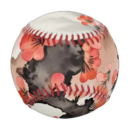 Pelota De Béisbol Flores sobre negro