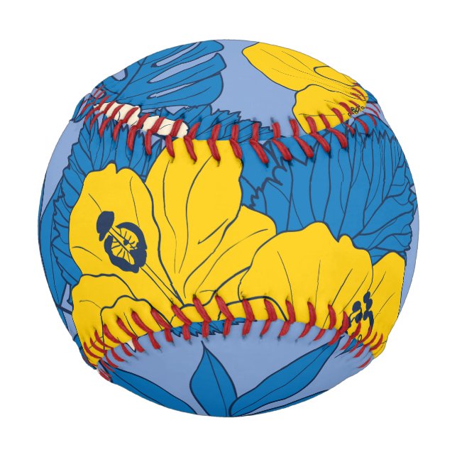 Pelota De Béisbol Flores y hojas de Hibiscus (Anverso)