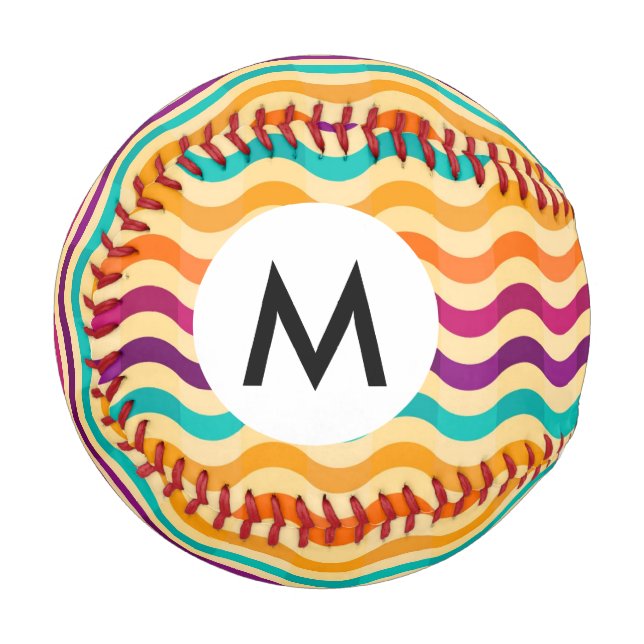 Pelota De Béisbol Fondo con rayas en retro 2 (Anverso izquierdo)