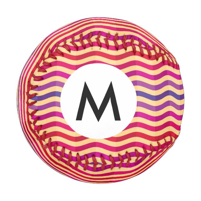 Pelota De Béisbol Fondo con rayas en retro 3 (Anverso izquierdo)