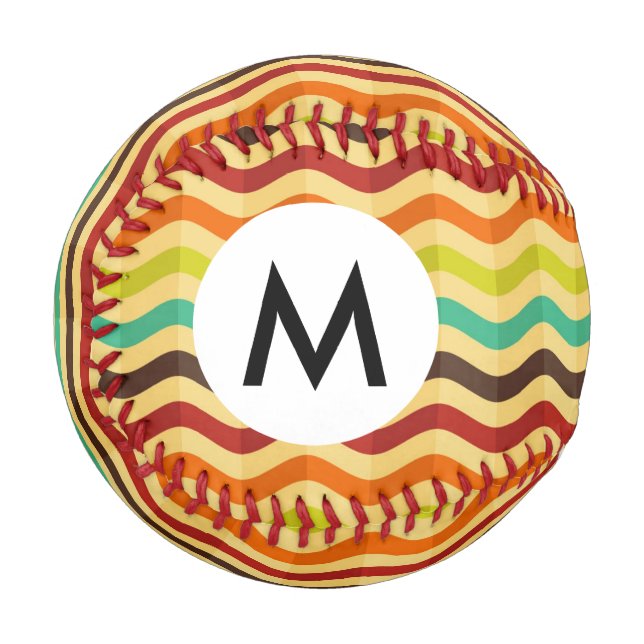 Pelota De Béisbol Fondo con rayas en retro 4 (Anverso izquierdo)