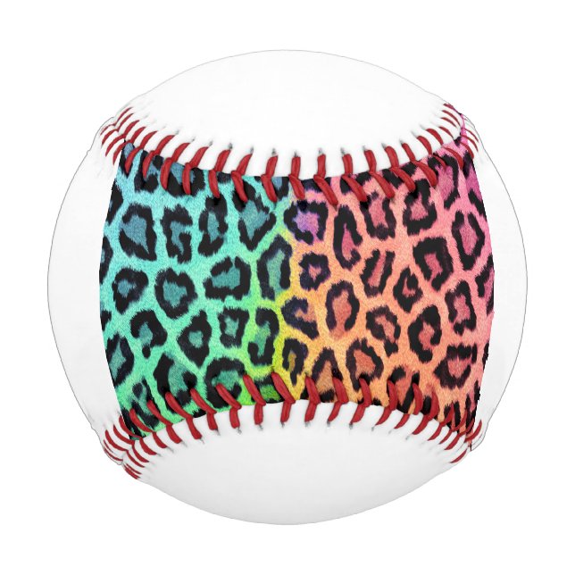 Pelota De Béisbol fondo de arcoíris de leopardo (Anverso)