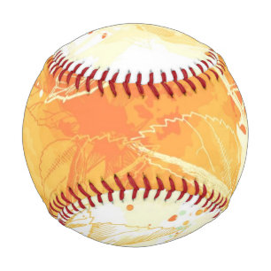 Pelota De Béisbol Fondo de color de agua vectorial y flores tropical