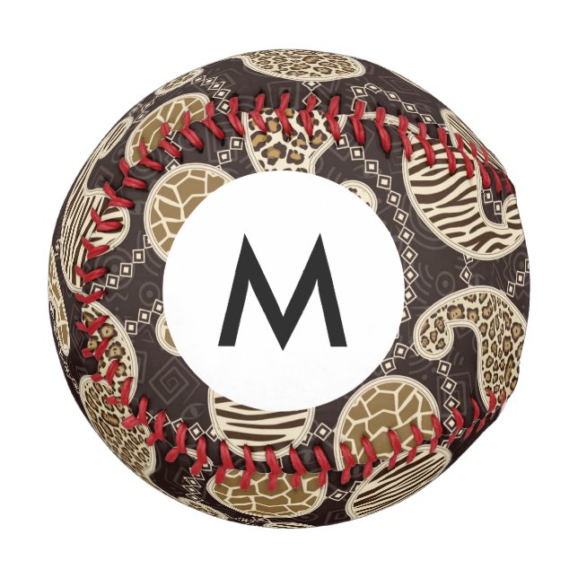 Pelota De Béisbol Fondo de estilo Monograma Paisley (Anverso izquierdo)