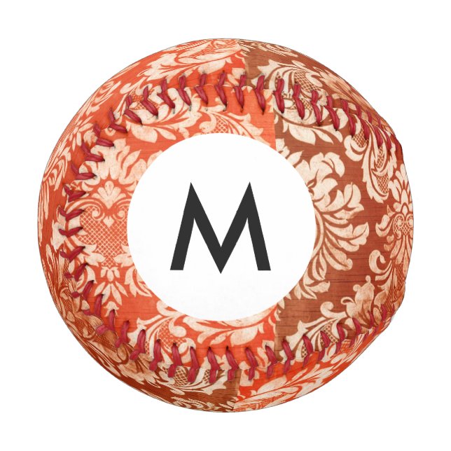 Pelota De Béisbol Fondo de pantalla de Monograma Floral (Anverso izquierdo)