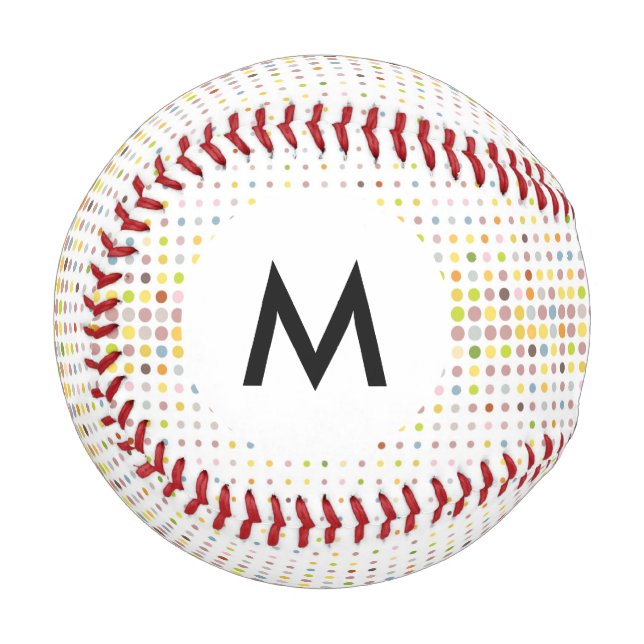 Pelota De Béisbol Fondo de punto multicolor monograma (Anverso izquierdo)