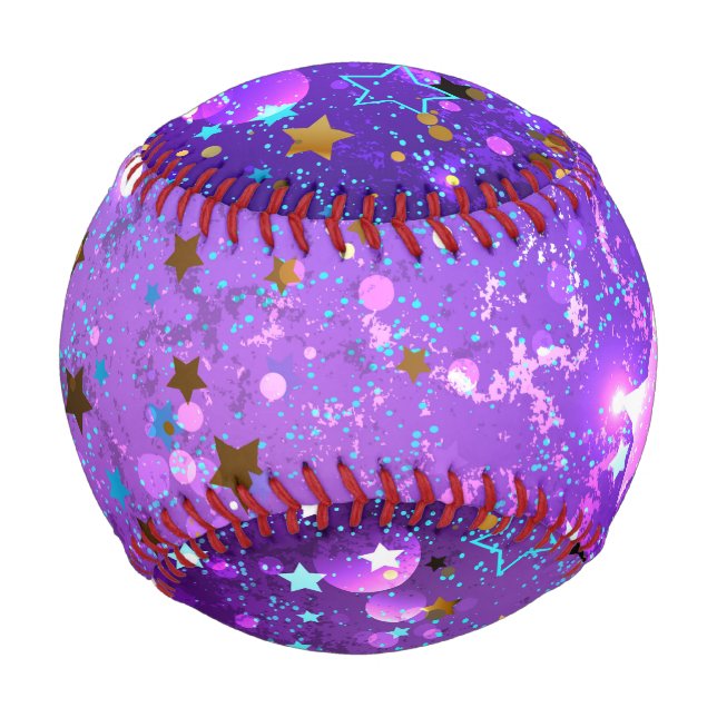 Pelota De Béisbol Fondo de Relieve metalizado púrpura con estrellas (Anverso)