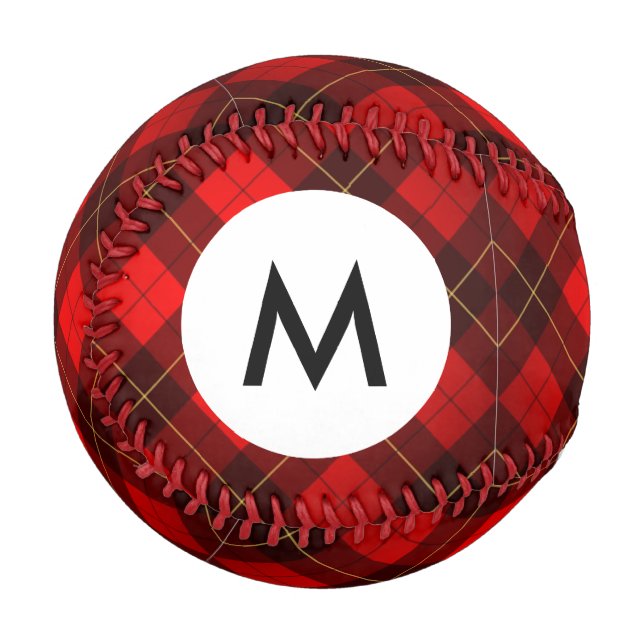 Pelota De Béisbol Fondo de tartán de Monograma Wallace (Anverso izquierdo)