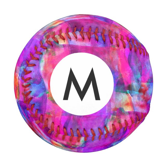 Pelota De Béisbol Fondo de textura rosa, azul, rojo (Anverso izquierdo)