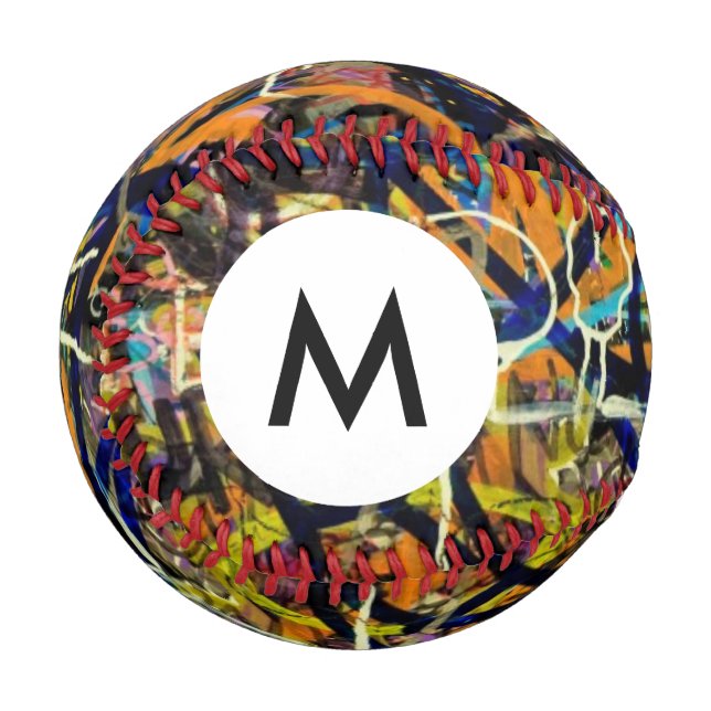 Pelota De Béisbol Fondo del graffiti monograma (Anverso izquierdo)