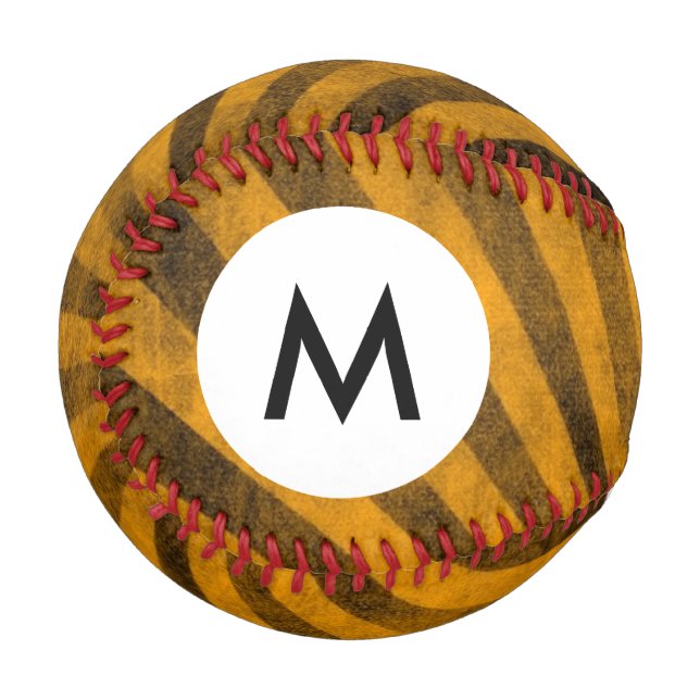 Pelota De Béisbol Fondo del patrón retro monograma (Anverso izquierdo)