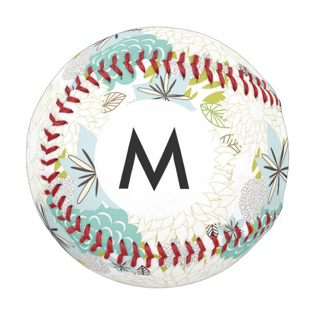 Pelota De Béisbol Fondo floral (Anverso izquierdo)