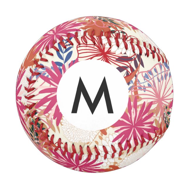 Pelota De Béisbol Fondo floral 3 (Anverso izquierdo)