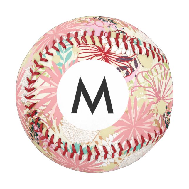 Pelota De Béisbol Fondo floral 4 (Anverso izquierdo)
