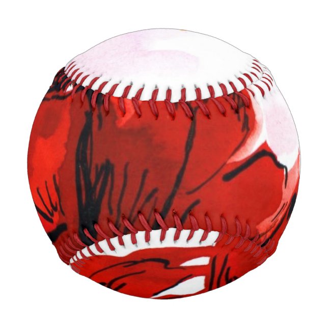 Pelota De Béisbol Fondo floral abstracto 2 (Anverso)