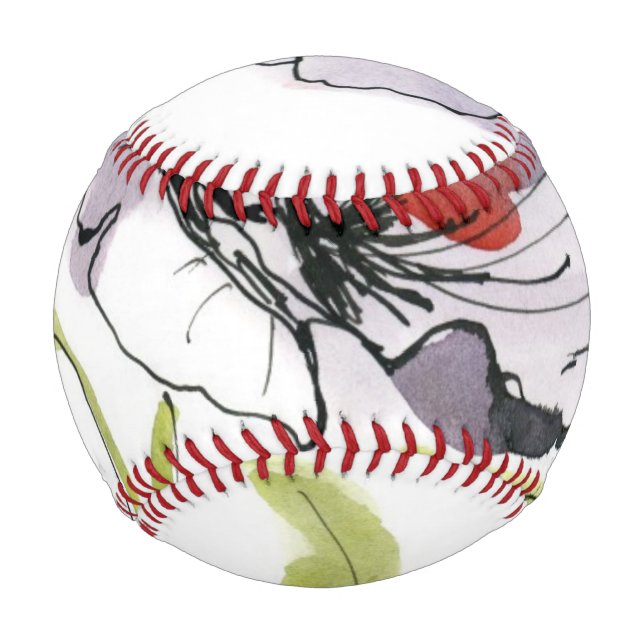 Pelota De Béisbol Fondo floral abstracto 3 (Anverso)