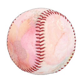 Pelota De Béisbol Fondo floral rosa de color de agua