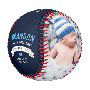 Pelota De Béisbol Foto de Blue Baby Boy Invitación