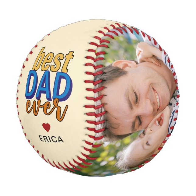 Pelota De Béisbol Foto de Personalizado de corazón de Best Dad (Angular)