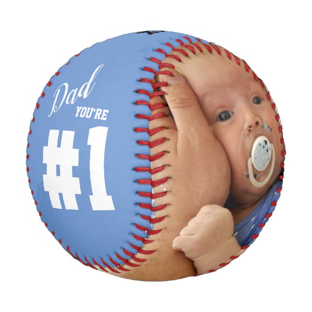 Pelota De Béisbol Foto de Personalizado de papá número 1 (Angular)