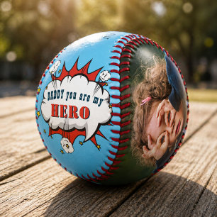 Pelota De Béisbol Foto del Día del Padre Héroe Superhéroe Papá 