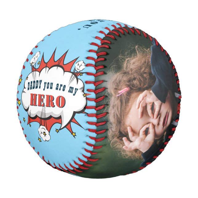 Pelota De Béisbol Foto del Día del Padre, superhéroe papi (Angular)