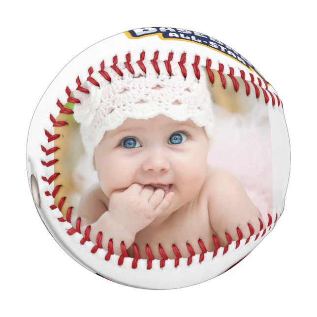Pelota De Béisbol Foto del Día del Padre Te Amo Papá (Anverso izquierdo)