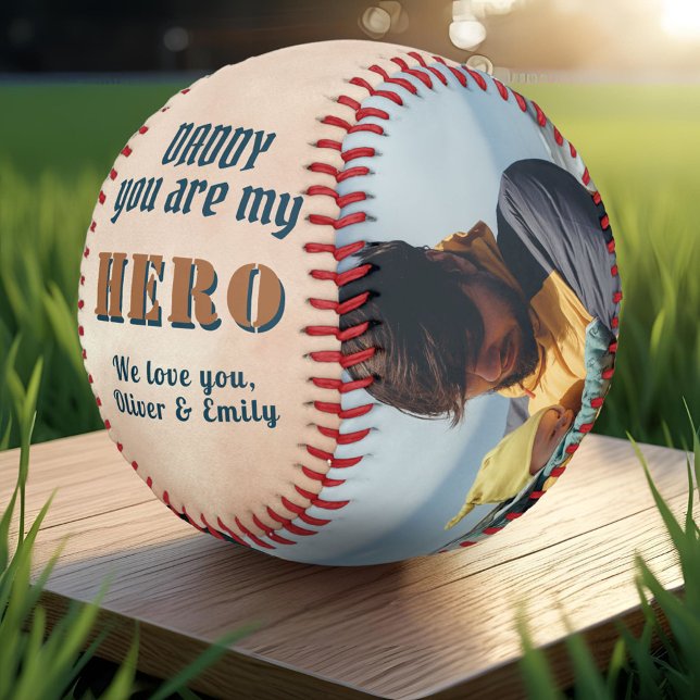 Pelota De Béisbol Foto familiar del Día del Padre de Hero Papi (Subido por el creador)