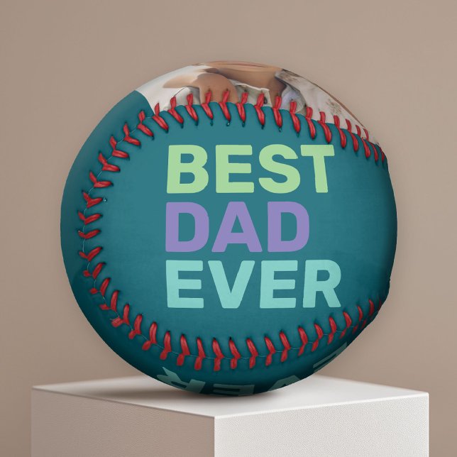 Pelota De Béisbol Foto Mejor Papá De La Historia - Whimsical Saludo  (Custom Photo Baseball)