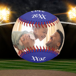 Pelota De Béisbol Foto Mejor Papá del Mundo Azul Personalizable
