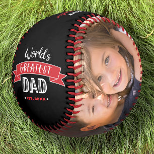 Pelota De Béisbol Foto moderna de pancarta roja con el papá más gran